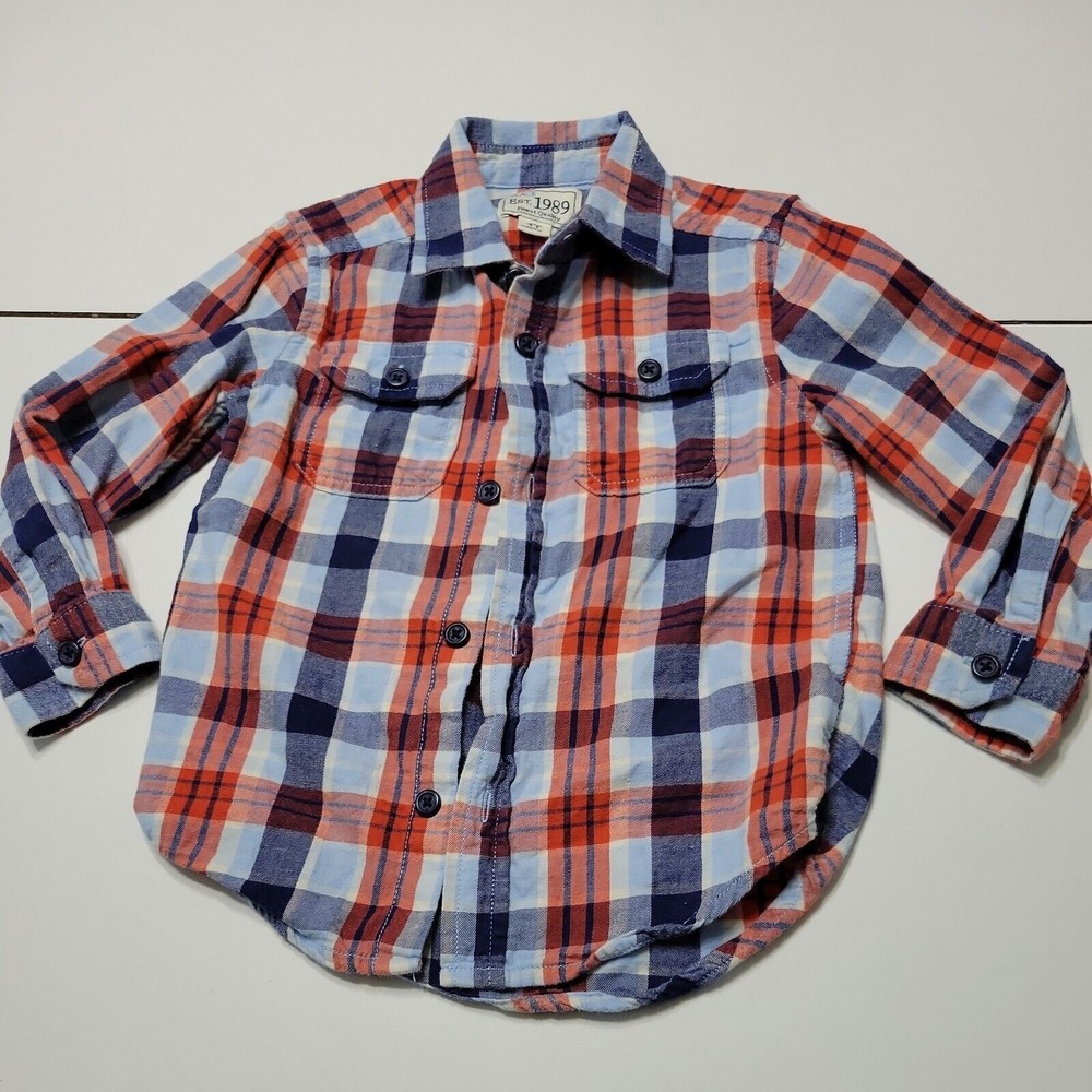 Childrens Place Est 1989 Place Boys 4t Button Up Shirt Blue Stripe Pocket Cotton